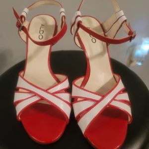 ALDO Red & White Heels European Size 40